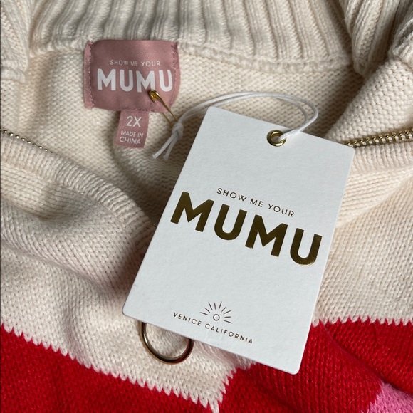 Show Me Your Mumu Western Half Zip Knit Pullover in Rainbow Slope Size 2X - Picture 7 of 8